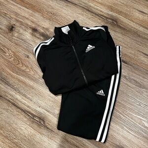 Kids Adidas Tricot Tracksuit Black with White Accents Size 7
